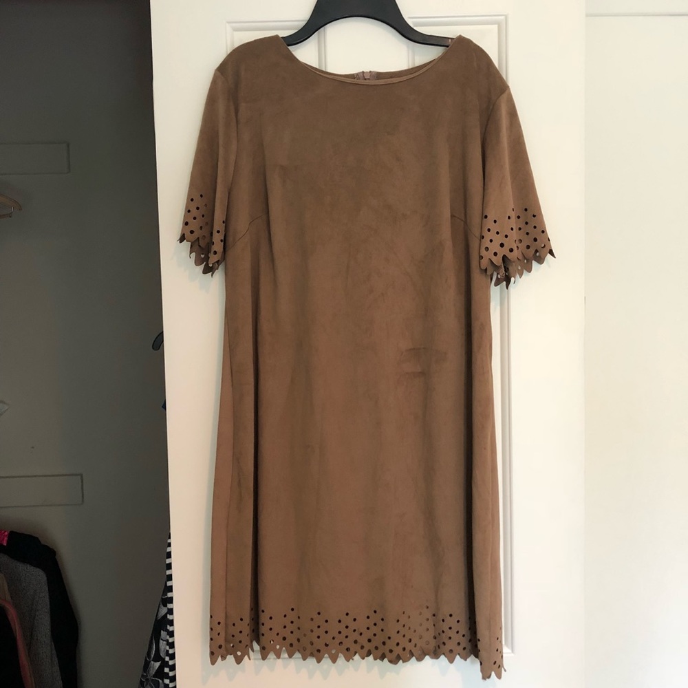 Brown suede shift dress
